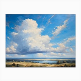 Cumulus Clouds Headlining The Scenic Landscape Clustered Carelessly Against A Shifting Cerulean Ba (4) Canvas Print