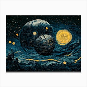 Death Star Starry Night Style Canvas Print