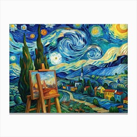 Van Gogh A Painter S Easel With A Vibrant Unfini Toile