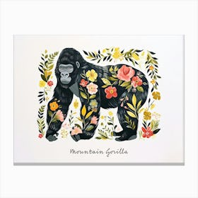 Little Floral Mountain Gorilla 1 Poster Canvas Print