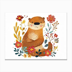 Little Floral Otter 2 Canvas Print