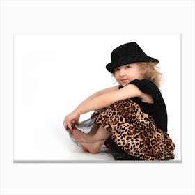 Little Girl In Leopard Dress 2 Canvas Print