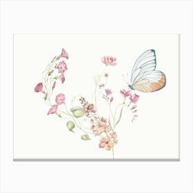 Butterflies And Flowers Kids and Nursery Canvas Print