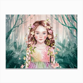 Fairy Girl In The Forest Canvas Print