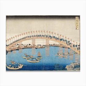 Tenman Bridge At Settsu Province , Katsushika Hokusai Canvas Print