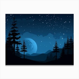 Night Sky With Trees Art Print Canvas Print