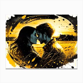 Couple In The Field Canvas Print