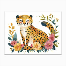 Little Floral Cheetah 4 Canvas Print