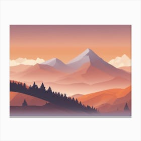 Misty mountains horizontal background in orange tone 50 Canvas Print