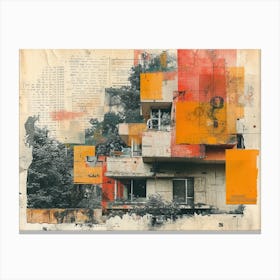 Analog Fusion: A Tapestry of Mixed Media Masterpieces Houses' Canvas Print