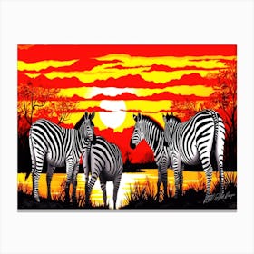 Zebras In African Savanna - Zebra Dazzle Canvas Print