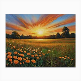 Sunset In The Meadow 32 Canvas Print