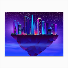 Neon Cityscape - space poster, synthwave art Canvas Print