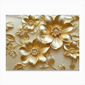 3d Gold Relief Floral 5 Canvas Print