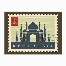 Taj Mahal Postage Stamp Of India Travel Canvas Print
