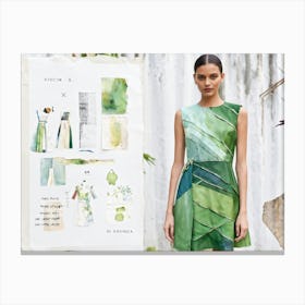 Frock Fashioned From Recycled Materials Watercolor Illustration On Paper Detailing Measurements I Canvas Print