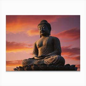 Buddha Statue At Sunset 3 Canvas Print