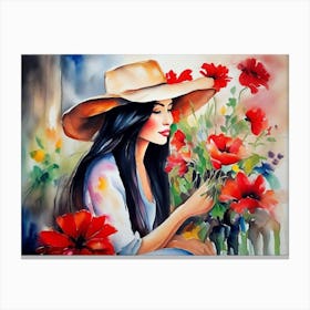 Girl Among Flowers 17 Canvas Print