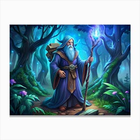 Old Wizard In Forest 1 Canvas Print