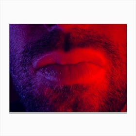 Macro Close Up On Man Mouth With Serious Facial Expression 1 Canvas Print