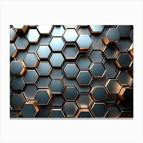 3d Art Background, Metal High Quality Hexagon Rendering Design Honeycomb 1 Canvas Print