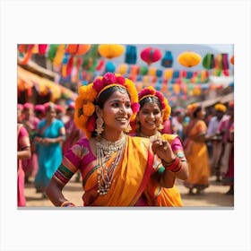 Indian Dancers paintings art print 1 Canvas Print