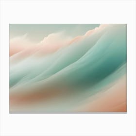 Abstract, Flowing, Pastel Colored Waves In Shades Of Green, Pink, And White Canvas Print