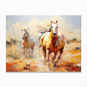 Horses Painting In Outback, Australia, Landscape 1 Canvas Print