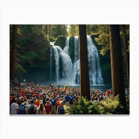 Crowd At A Waterfall Canvas Print