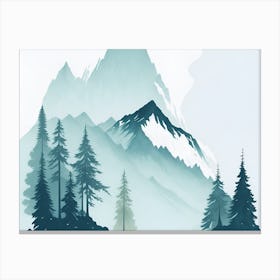 Mountain And Forest In Minimalist Watercolor Horizontal Composition 194 Canvas Print