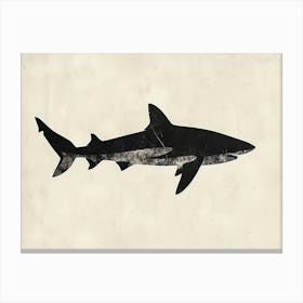 Tiger Shark Grey Silhouette 1 Canvas Print