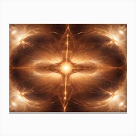 Intricate Pattern Of Glowing, Light Strands Resembling A Sacred Geometric Shape In Golden Tones Canvas Print