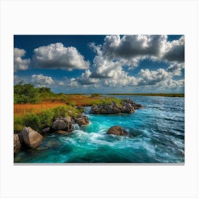 Default Step Into A Dreamlike Realm Where Islands Float In A S 3 Canvas Print