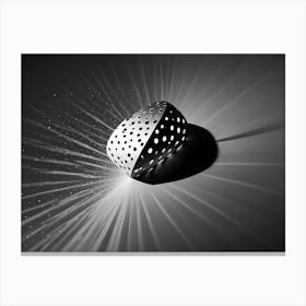 A 3d Rendering Of A White, Geometric, Perforated Sphere Against A Dark Background With Subtle Rays Of Light Radiating Outwards, Creating A Sense Of Energy And Dynamism Canvas Print