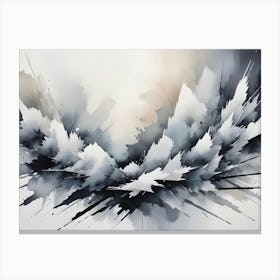 An Abstract Explosion Of Black, White, And Beige Hues, Resembling Ink In Water Or A Dynamic Burst Of Energy Canvas Print