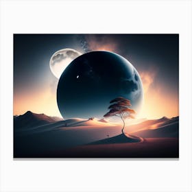 Landscape With Tree And Moon Canvas Print