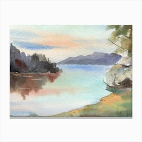 Watercolor Of A Lake 4 Canvas Print