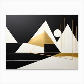 Gold And Black Paintings Art Print 1 Canvas Print