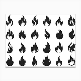 Black Fire Flame Set 4 Canvas Print