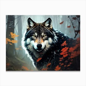 Wolf In The Woods 26 Canvas Print