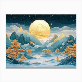 Full Moon In The Mountains 2 Canvas Print