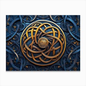 Golden And Dark Blue 3d Modern 1 Canvas Print