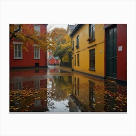 Puddle In The Street Canvas Print