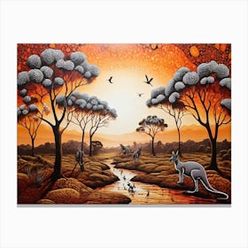 Default Australian Aboriginal Dot Painting Style Art Landscape 1 (3) Canvas Print