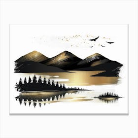 Gold Mountains And Water Canvas Print