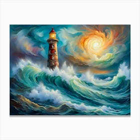 Lighthouse In The Sea - Ai Canvas Print