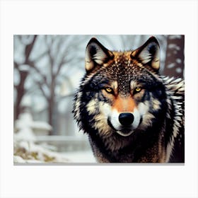 Wolf In The Snow 2 Canvas Print