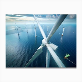 Aerial View Of Offshore Wind Turbines In The Ocean Canvas Print