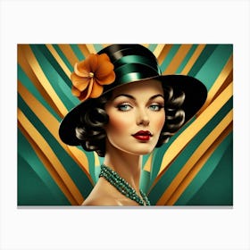 Art Deco Woman In Hat Canvas Print