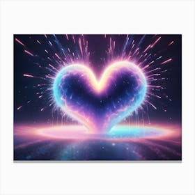 Abstract Image Of A Glowing Heart Shape With Colorful Light Trails Radiating Outwards, Symbolizing Love, Energy, And Passion Canvas Print